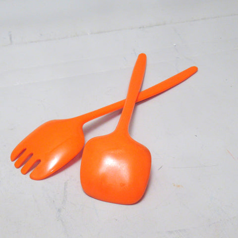 Couverts à salade orange Années 70