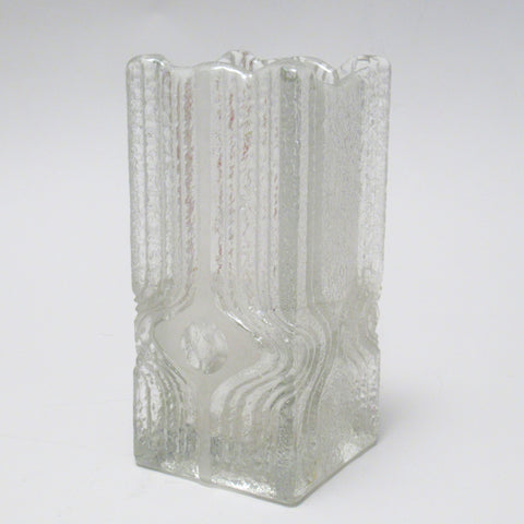 Vase en verre moulé brutaliste Années 70