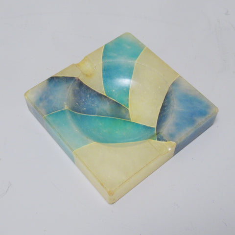 Cendrier en mosaïque d'albâtre coloré Années 70