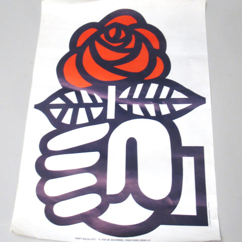 Affiche vintage PS Rose au poing Années 70