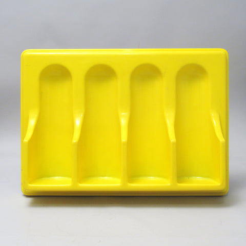 Rangement à bouteille mural en plastique jaune Années 70