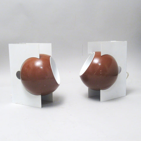 Paire d'appliques boule italienne Années 70