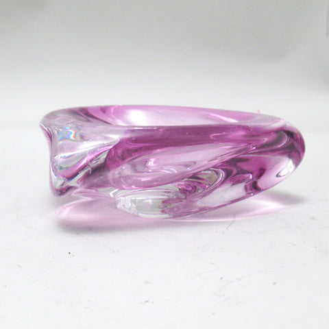 Cendrier en verre rose Val St Lambert Années 60