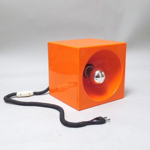 Lampe cube en céramique orange Années 70