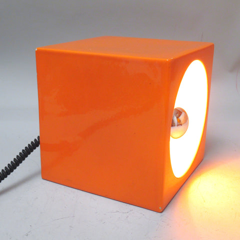 Lampe cube en céramique orange Années 70