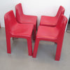 Quatre chaises en fibre de verre rouge années 70