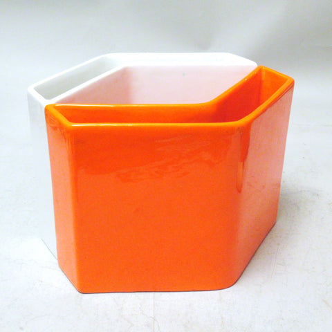 Paire de vases chevron orange et blanc Sezione Design Gabbianelli