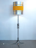 Lampadaire à grand abat-jour orange et métal  Années 60