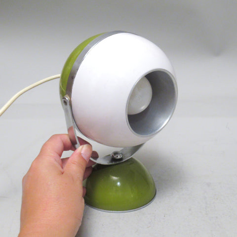 Lampe boule italienne blanc et kaki Années 70