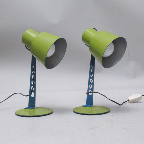 Paire de petites lampes kaki Targetti 1970