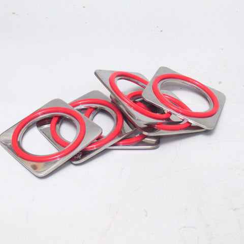 Ensemble de 6 ronds de serviettes rouges Boca Sergio Asti ICM Années 70