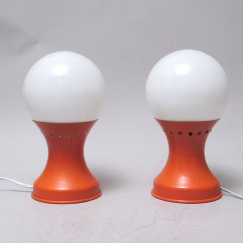 Paire de lampes  Diabolo en métal Années 70