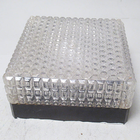 Applique ou plafonnier carré en verre moulé Années 70