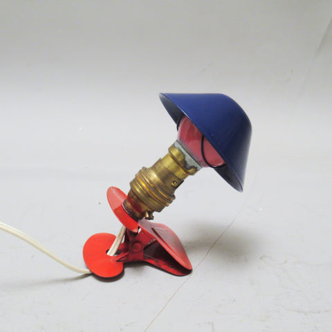 Petite lampe à pince rouge et bleue Années 70