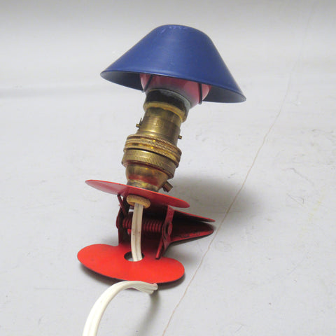 Petite lampe à pince rouge et bleue Années 70
