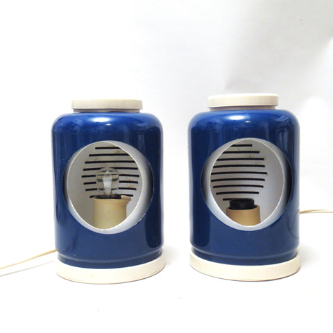 Paire de lampes italiennes bleues 1970