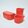 Trois boites rouges en céramique Pino Spagnolo Sicart