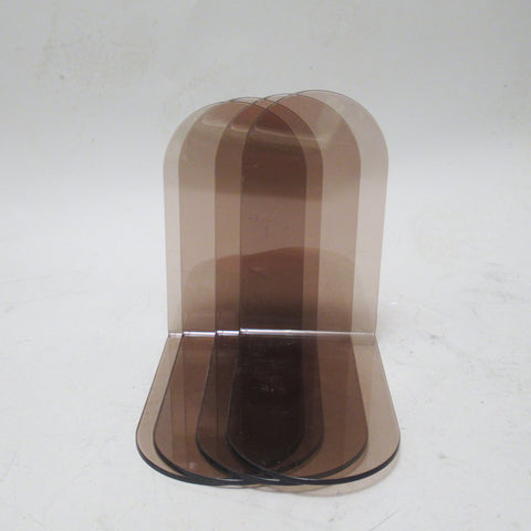 Paire de serre-livres en plexiglas fumé Années 70