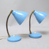 Paire de petites lampes de bureau bleues Années 60