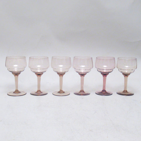 Service de 6 verres à vin en verre fumé rose