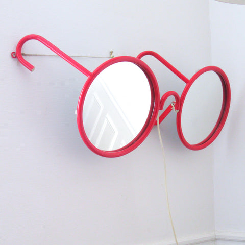 Grande applique Lunette miroir rouge Lisolachenoncè Annees 80