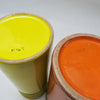 Paire de vases en céramique orange et jaune Sicart