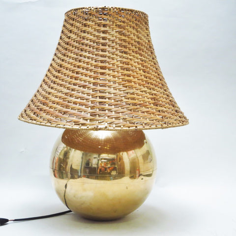 Grande lampe boule en laiton Belgachrome Années 70