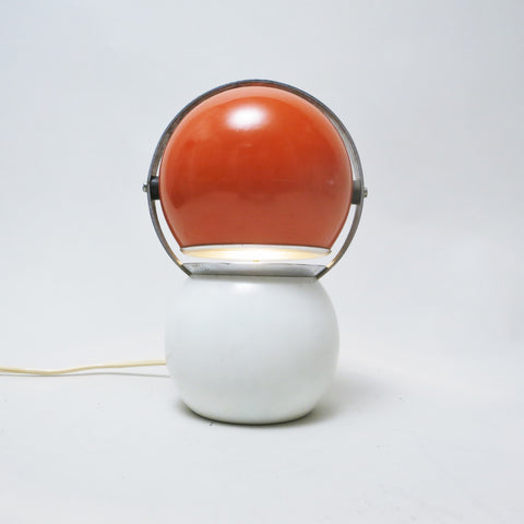 Lampe boule blanche et orange Années 60