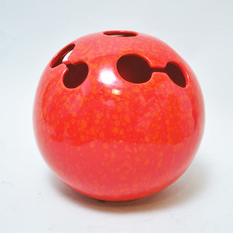 Vase boule en ceramique rouge moucheté Parravicini