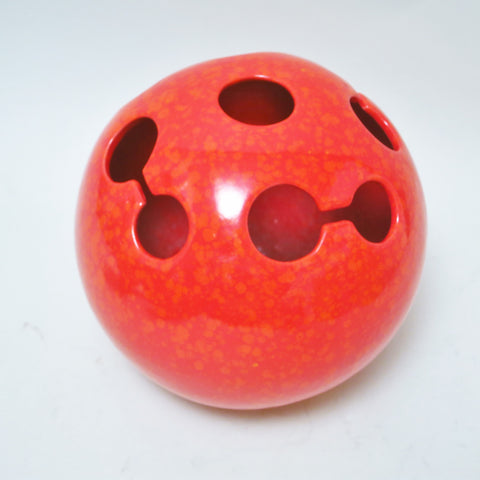 Vase boule en ceramique rouge moucheté Parravicini