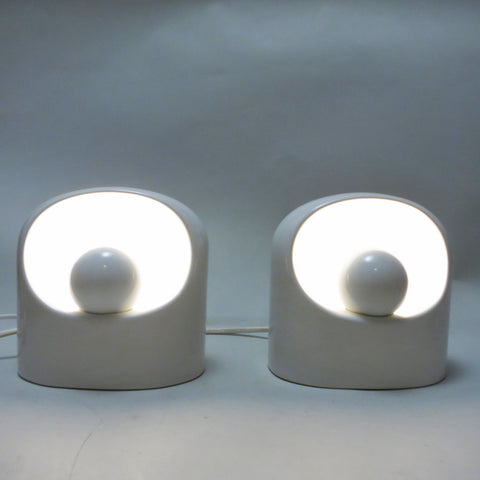Paire de lampes en céramique blanche Marcello Cuneo Gabbianelli
