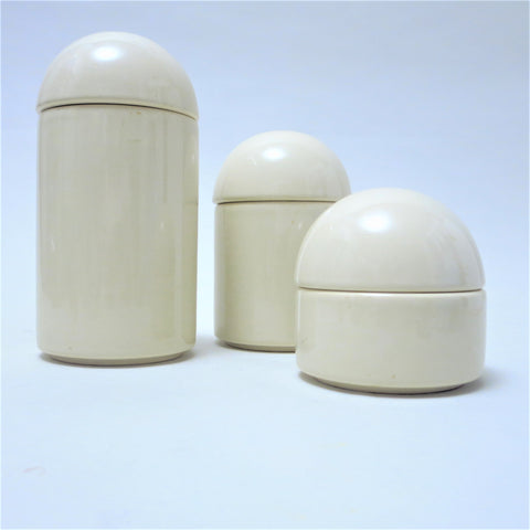 Trio de boîtes en céramique beige Pino Spagnolo Sicart