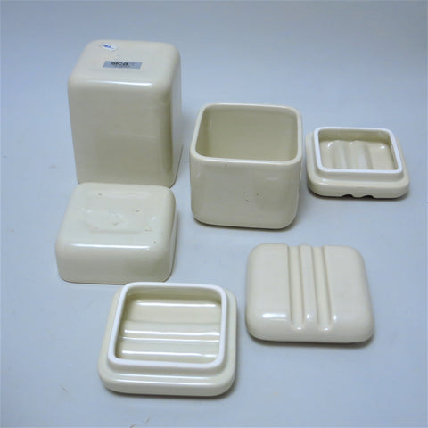 Trio de boîtes en céramique beige Pino Spagnolo Sicart