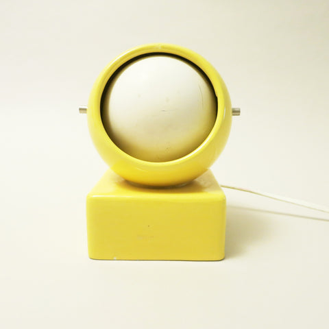 Petite lampe boule en ceramique jaune Années 60