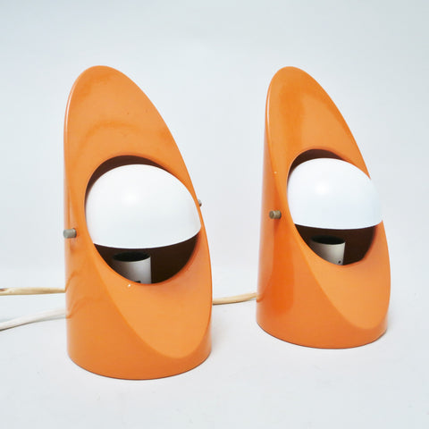 Paire de lampes Space age orange Années 60