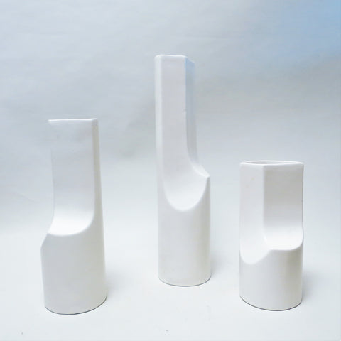 Trois vases blancs modernistes Capodarco Années 60