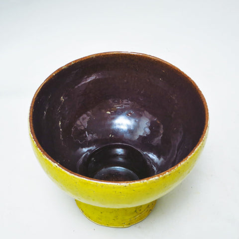 Coupe en céramique jaune Aldo Londi Raymor Années 60