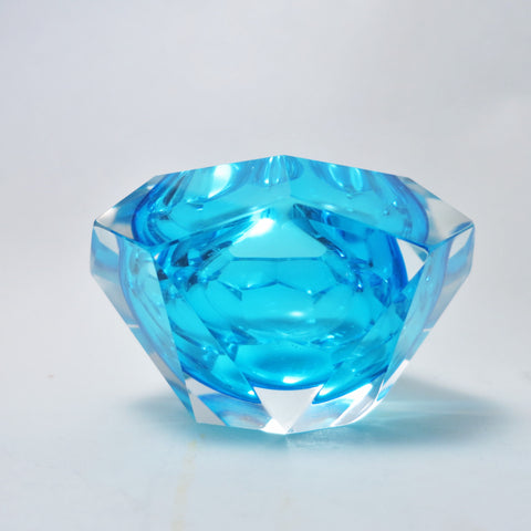 Cendrier Prisme en verre bleu de Murano