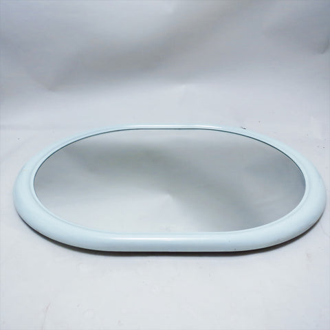Miroir ovale bleu gris Années 1980