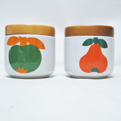 Deux boites en céramique Pomme et Poire Ambrogio Pozzi