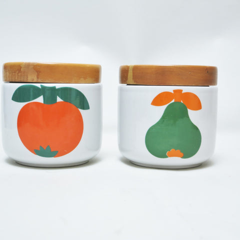 Deux boites en céramique Pomme et Poire Ambrogio Pozzi