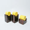 Trio de boites en céramique brune et jaune 1970