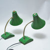 Paire de petites lampes de bureau verte Années 60