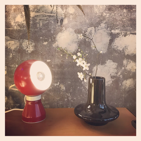 Lampe boule rouge Piero de Martini Reggiani 1968